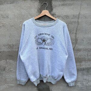 80's US 82nd Airborne Div. Ft. Bragg, NC Raglan Crewneck Sweatshirt